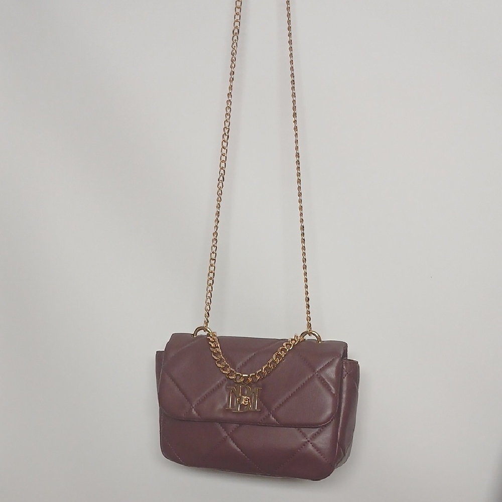 Badgley Mischka Elegant Quilted Burgundy Shoulder Bag - Picture 1 of 14